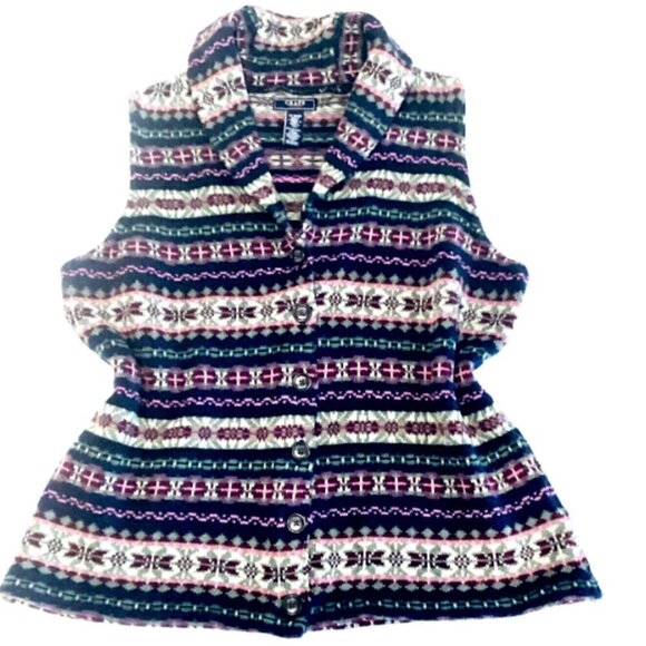 Chaps Cotton Blend Knit Button Vest Nordic Fair Isle Plus Sz 1X #237E - Picture 1 of 7